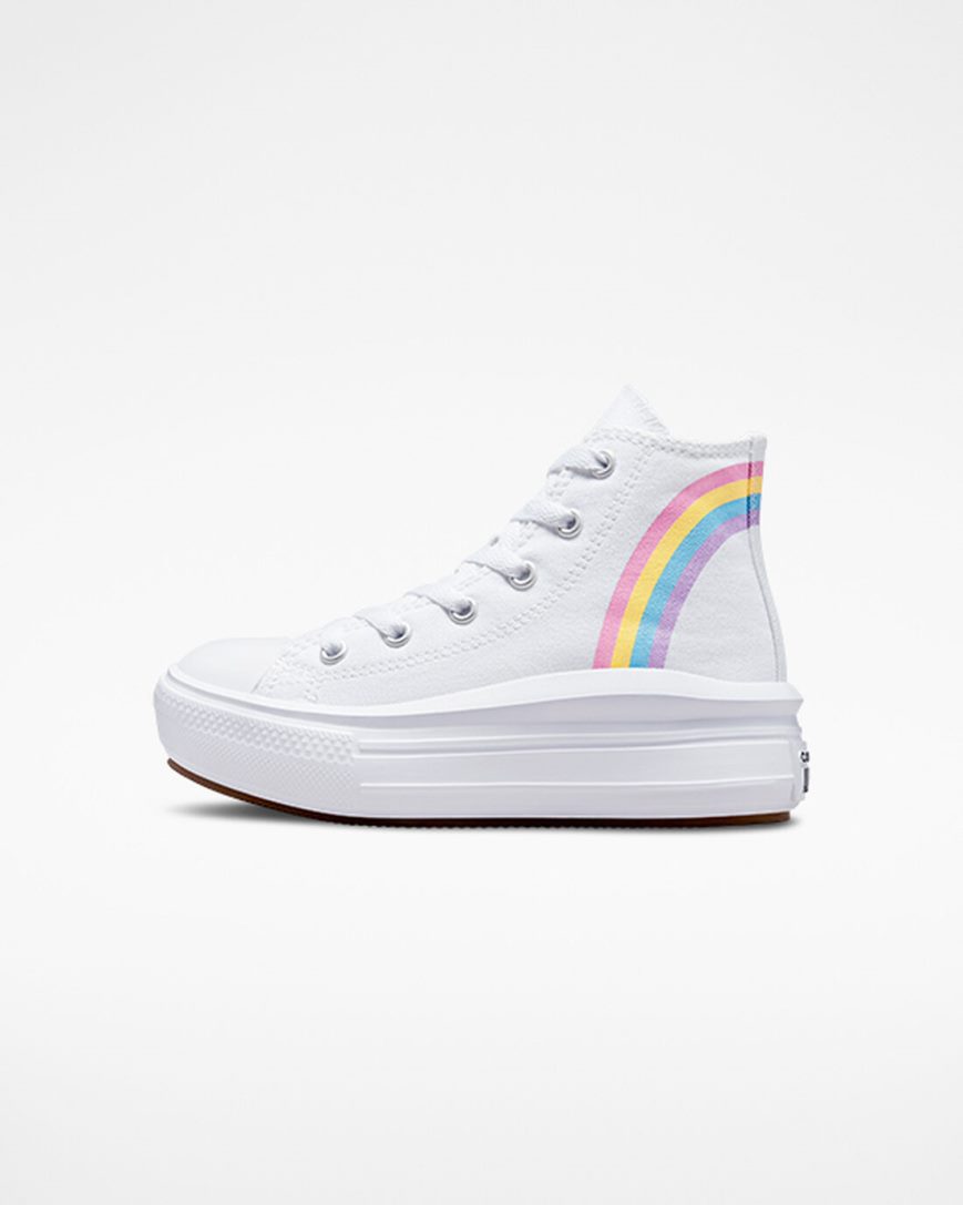 Topanky Na Platforme Converse Chuck Taylor All Star Move Rainbow Cloud Vysoke Dievcenske Biele Modre Ruzove | SK UXDSM8